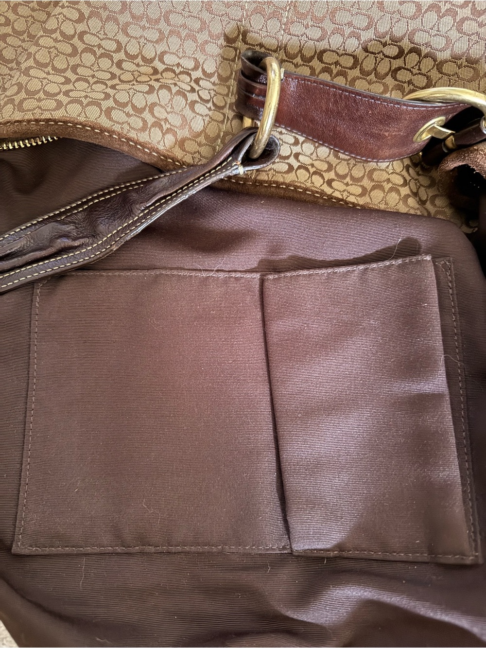 Coach Tan/Brown Signature Canvas Shoulder Bag - Picture 10 of 12